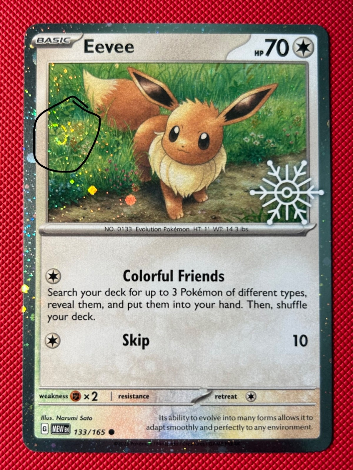 Swirl- Eevee Snowflake Stamp 133/165 Cosmos Holo promo Holiday Calendar Pokemon