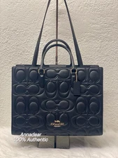 NWT Coach Maggie Large Tote Bag In Signature Leather CY672 Black $598 Packed