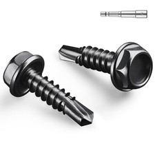 442 PCS 8x3/4" Black Self Tapping Screws 410 Stainless Steel Hex Washer