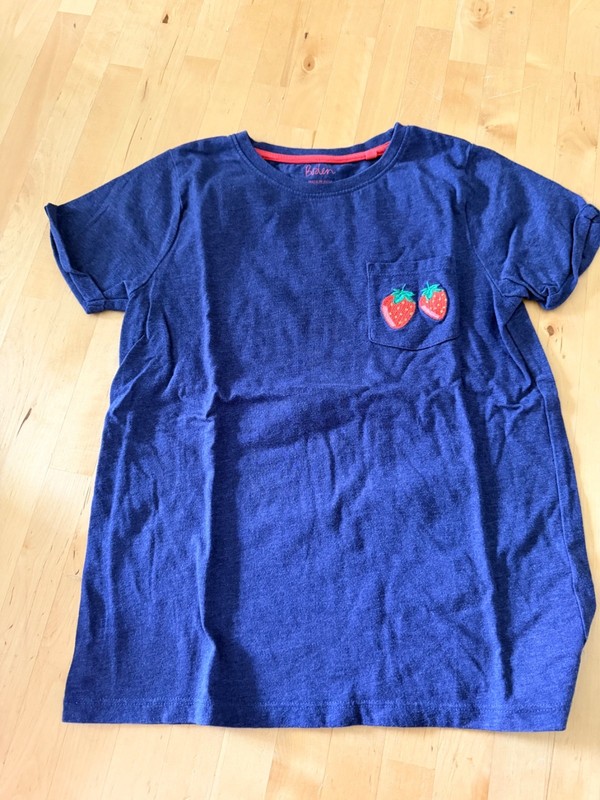 Mini Boden Navy T-shirt with strawberry Sz 11-12 yrs