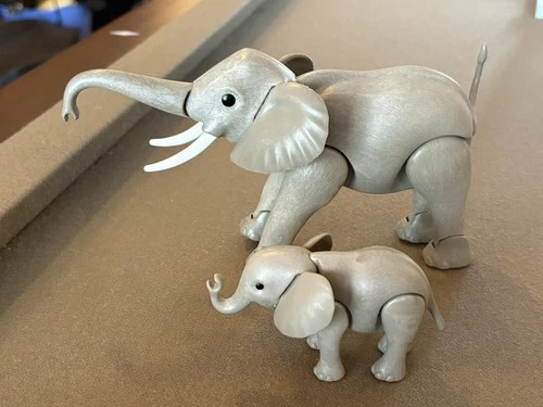 LOT 2 Vintage PLAYMOBILE Baby Elephant + Parent Family Mother Father Zoo Circus