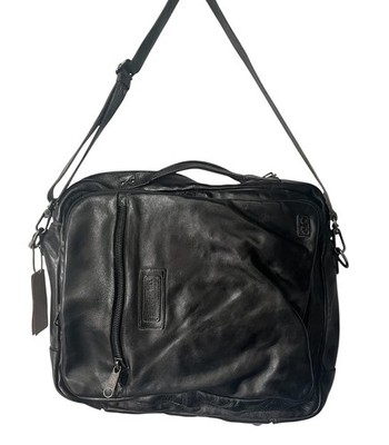 Bed Stu Unisex Socrates Leather Convertible Backpack Briefcase Bag Black Dip Die