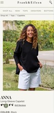 Frank Eileen Black Long-Sleeve Capelet Sweatshirt Anna New Cotton