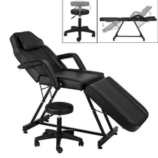 Adjustable Massage Bed Chair Table W/ Hydraulic stool Beauty Spa Salon Equipment