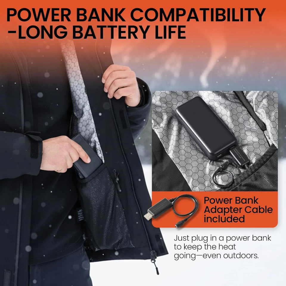 Hardshell Heated Jacket Men Women｜Power Bank Compatible｜Electric Ski Jacket Batt - Image 2 of 4