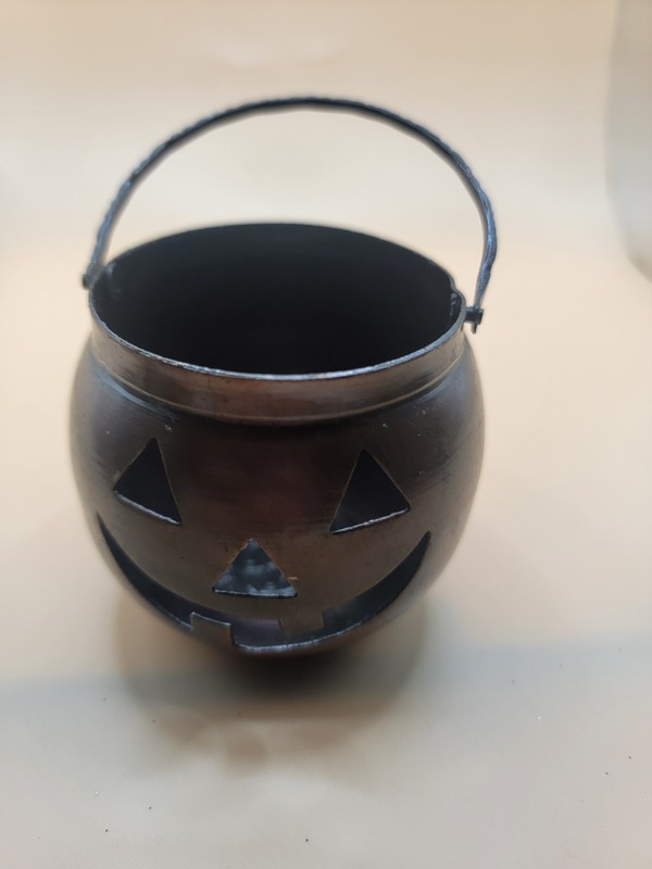 Vintage Hosley Metal Pumpkin Tealight Holder Copper Tone Aged Halloween Autumn