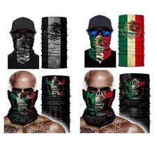 4PCS Skull Mexico Face Sun Scarf Tube Skeleton Bandana Neck Large, Black