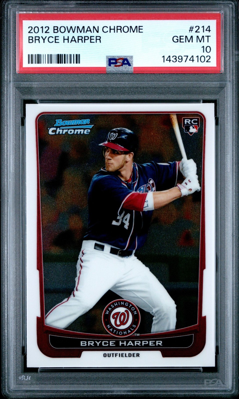 2012 Bowman Chrome Baseball Bryce Harper Rookie #214 PSA 10 GEM MINT view 1