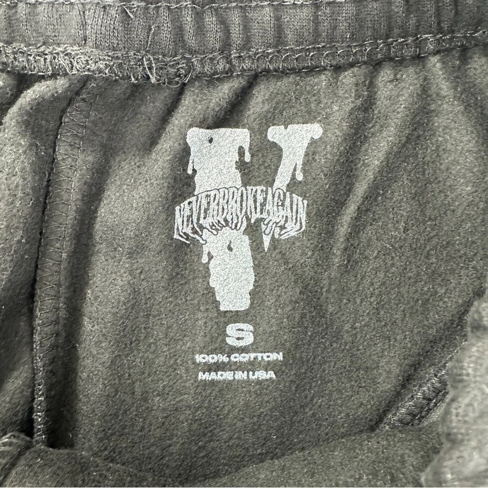 Pantalones deportivos de algodón negros Vlone X Never Broke Again - Para hombre S Foto 2 de 4