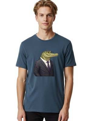 Crocodile-In-Suit-6 Mens Graphic Tee, 100% Cotton, Casual Summer Wear