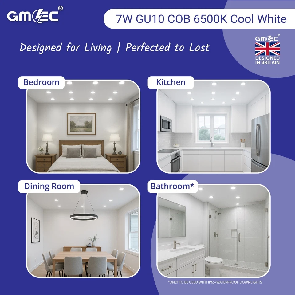 7W GU10 COB LED BULB 6500K-COOL WHITE ( PACK OF 6) - ENERGY EFFICIENT FREE POST - Image 4 of 4