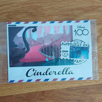 Disney 100 Cinderella Postkarte  D100C-PC07 Mit Aristocats Briefmarke