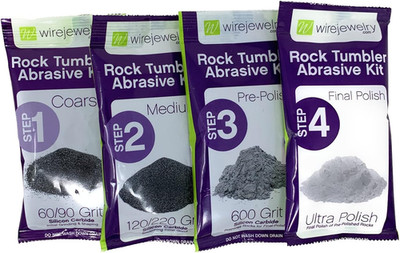 4 Step Rock Tumbler Abrasive Grit and Polish Kit, Single Batch