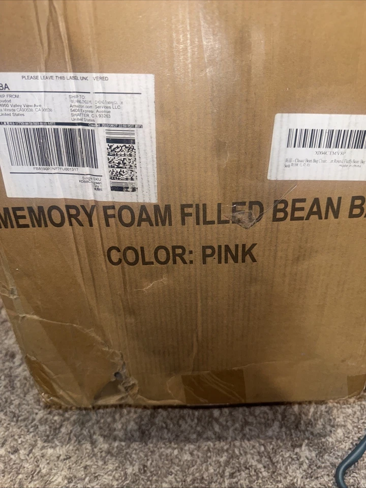 Memory Foam Filled Bean Bag Color Pink  - Image 2 of 2