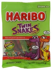 Haribo Twin Snakes Sweet & Sour Gummy Candy - 4oz