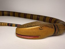 Vintage Articulated Wooden Snake Reptiles Jointed 31" Handpainted