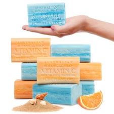Australian Botanical Soap Pack of 8 Natural Triple Milled Sea Salt Orange Bars
