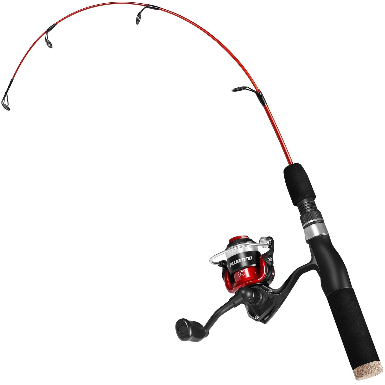 PLUSINNO Ultralight Winter Ice Fishing Rod Reel Combo 26/27/28 inch. Medium L...