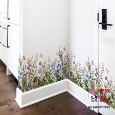 Plant Grass Wall Stickers Wall Corner Stickers Flowers Butterflies Base Board