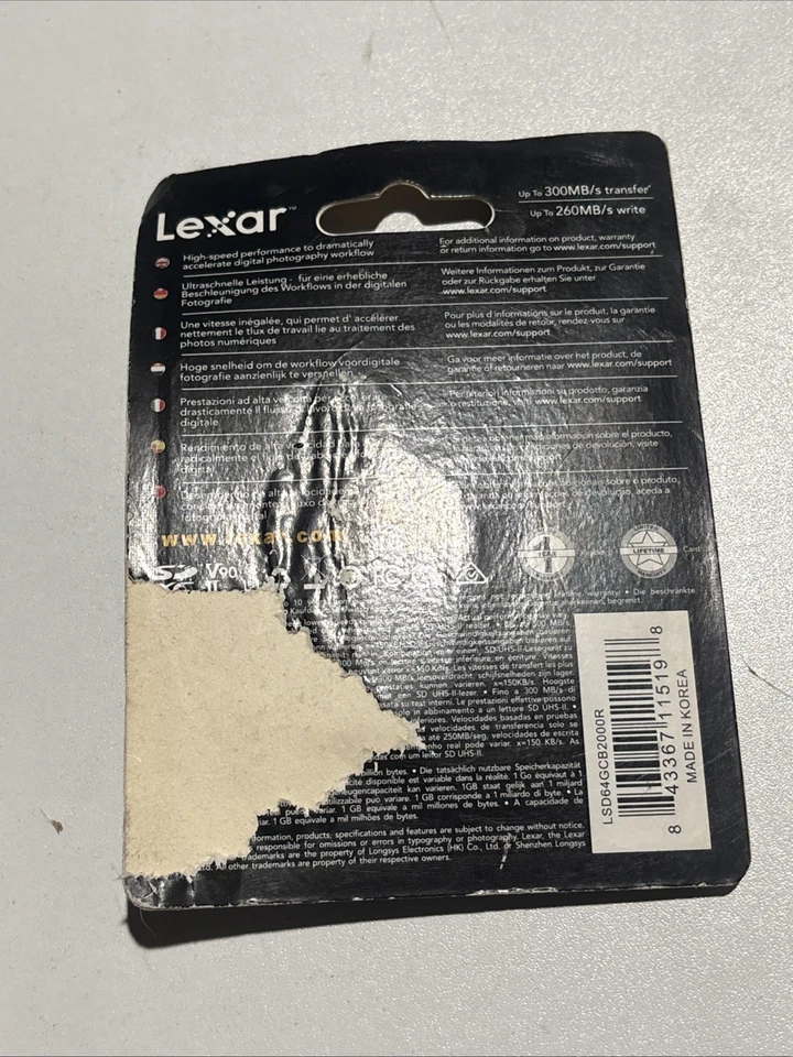 Lexar GOLD Series Professional 2000x 64GB UHS-II SDXC Memory Card V90 300MB/s - Image 2 of 2