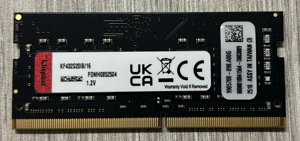 RAM SO-DIMM DDR4 Kingston 16GB 3200Mhz PC25600 KF432S20IB/16 - Immagine 2 di 4