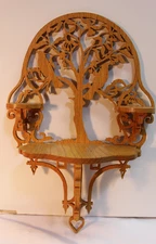 Vintage Ornate Wood Carved Filigree Decorative Shelf 3 Platforms Lightweight