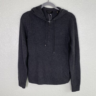 Ted Baker Hoodie Womens Loungewear Knitted Sweater Ribbed