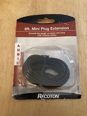 Recoton 6ft. Mini Plug Extension Extends the length of stereo mini plug ...