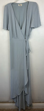 Maxi Dress Womens XXL Wrap Blue Chiffon Romantic Flowy Coquette Party Event