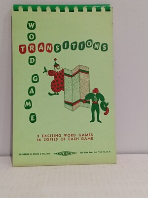 Word Transitions Game Beachcraft 1950 Frederick H. Beach Vintage Spiral Book
