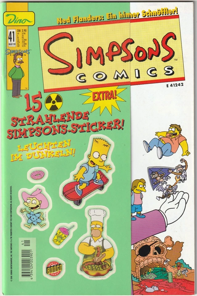 ✪ SIMPSONS COMICS #41 + Beilage Sticker, Dino/Bongo 2000 COMICHEFT NEUW TOP Z0-1 - Bild 1 von 3