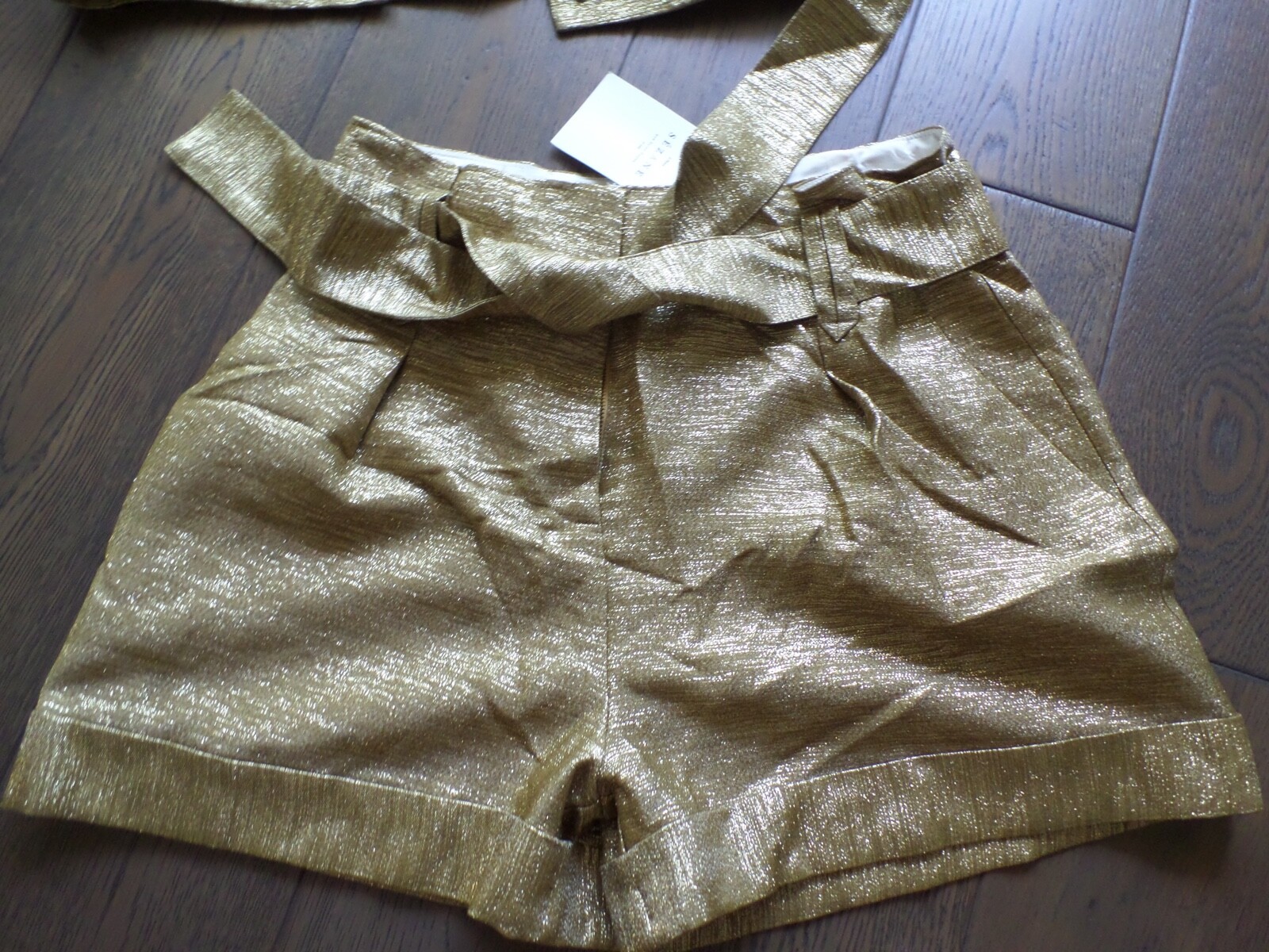 NWT Latest SEZANE Veste  Archie Jacket Sz 6 & Shorts IN gold Viscose SZ 8, $400! image 2