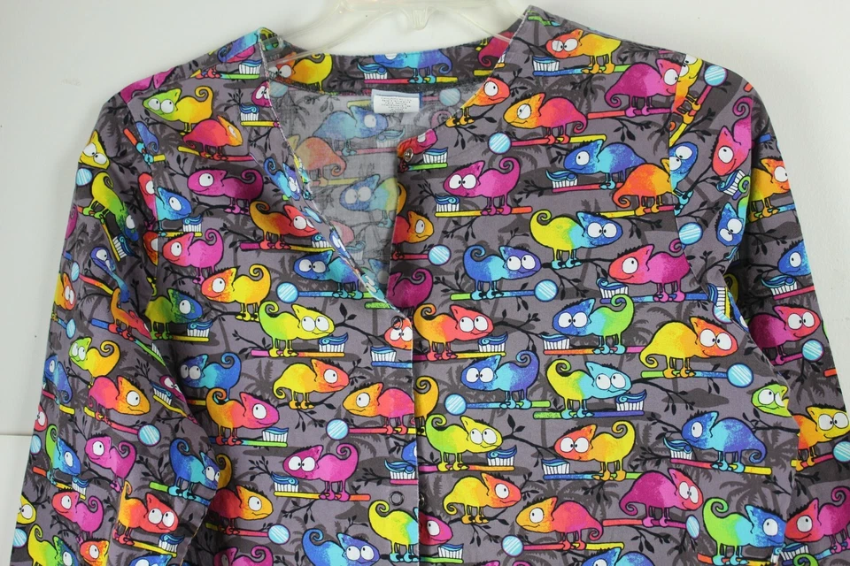 Lydia's Select Chameleon Lab Coat Dental Colorful Size Medium Long Sleeve - Image 2 of 3