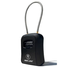 Iron Lock® - Key Lock Box Portable and Wall Mounted with Removable Cable Shackle