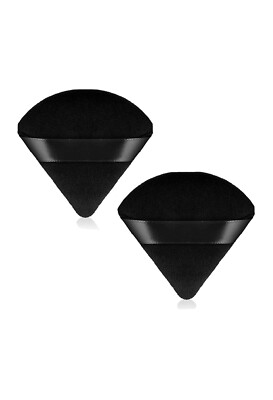 2 Pieces Triangle Powder Puff Face Makeup Sponge Wedge Shape with Strap Soft Vel