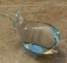 Small 3" Clear Blown Glass Whale Figurine/Art Glass