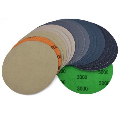 20Pcs 6'' Hook Loop Wet Dry Sanding Discs 60 240 600 3000 10000 Grit Sander Paper