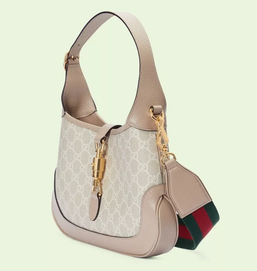 Gucci Beige Pebbled Leather Soft Jackie Convertible Mini Crossbody