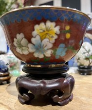 Antique Chinese Export Cloisonne Floral Enamel Bowl 1900-1940