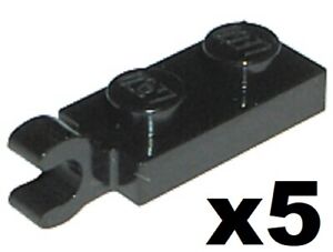 Lego x5 New Black Plate Modified 1 x 2 w/ Bar Handle Closed Ends Pieces D126