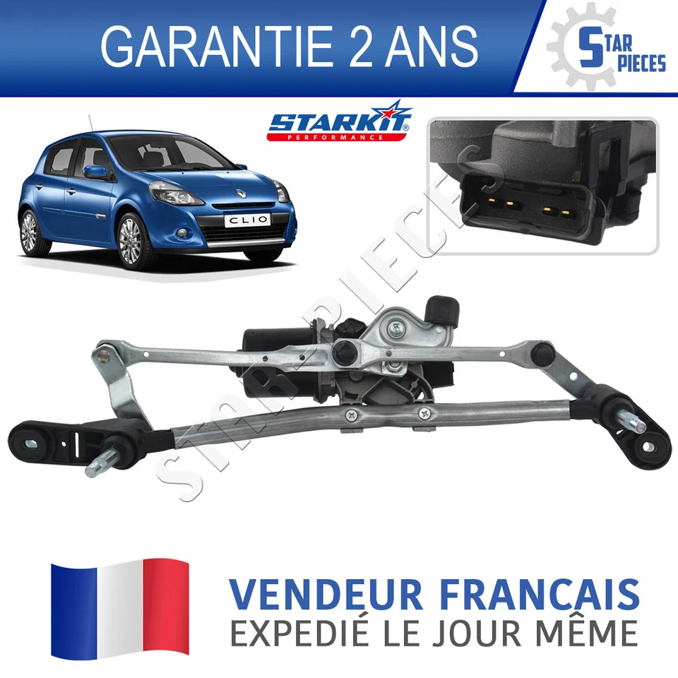 MOTEUR ESSUIE-GLACE AVANT AVEC MECANISME TRINGLERIE RENAULT CLIO 3 2005-2012 - Photo 1/4