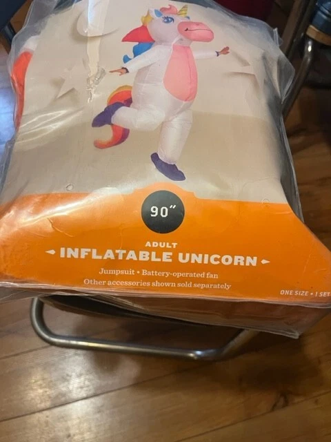 Disfraz de unicornio inflable adulto talla única 90" ventilador a pilas Foto 2 de 4