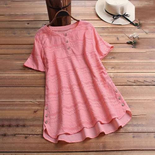 Plus Size Women Tunic Ladies T Shirt Summer Casual Short Sleeve Blouse Tee Tops - Picture 8 of 14