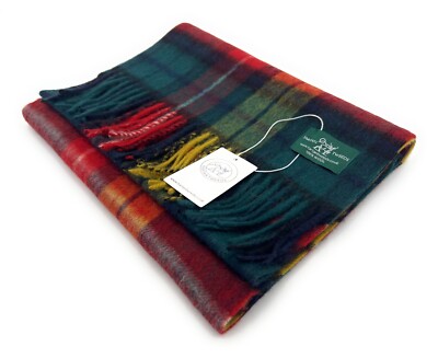 Großer Lambswool Clan Tartan Schal Unisex 180 cm x 30 cm