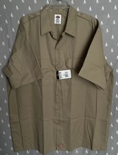 NWT Dickies Shirt Men's 2XL Khaki Short Sleeve Button Up 1574KH Work Uniform