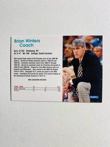 Tarjeta de baloncesto de la NBA Skybox NBA Hoops #276 1997 Brian Winters casi nueva-como nueva - Imagen 2 de 2
