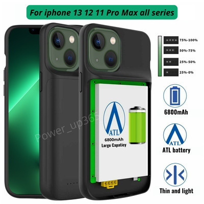For iPhone 13 12 11 Pro Power Bank Charging Cover External Battery Charger Case