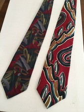 2 silk Ties  3"-- floral wine orange green for celebration , holiday or wedding