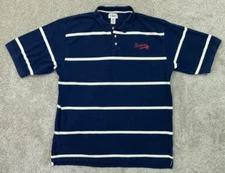 Atlanta Braves Shirt Men XXL Blue White Striped Gear For Sports - Made USA VTG