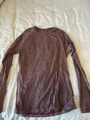 Rhone Shirt Mens Reign Crew Neck Long Sleeve Stretch Heathered Burgundy Size M